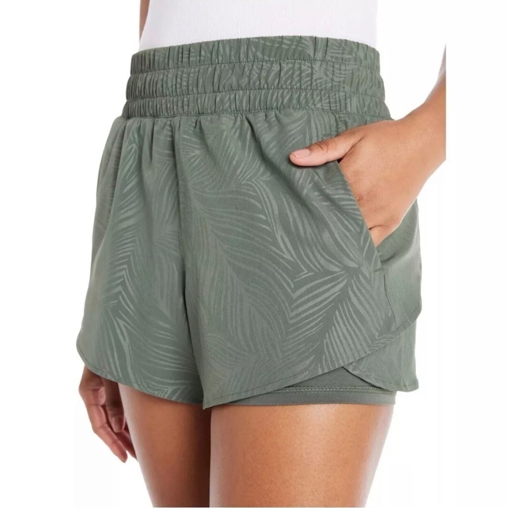 Avia Womens Running Shorts with Bike Liner Green Midnight 3XL